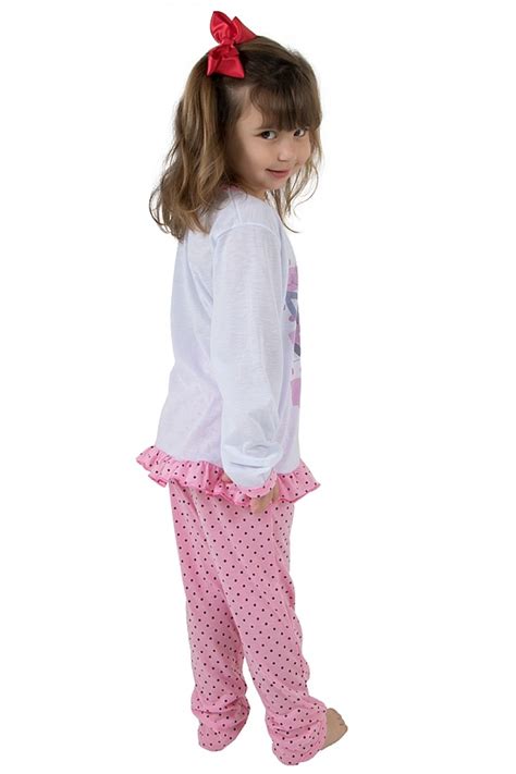 Pijama Longo De Malha Infantil Rosa Po Ref Cez Pa