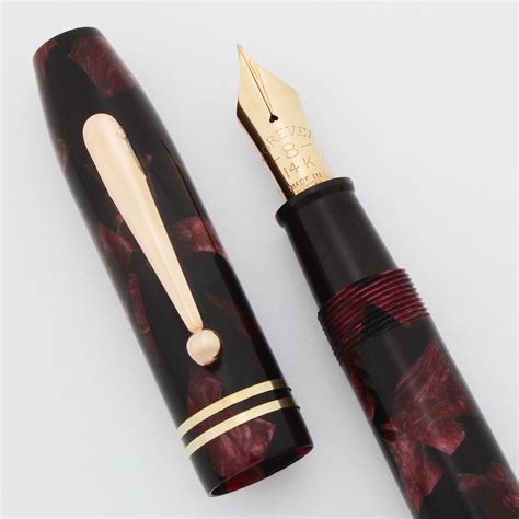 Rexall Monogram Fountain Pen by Kraker - Red Marble, Oversize, Fine 14k Nib (Superior, Restored ...