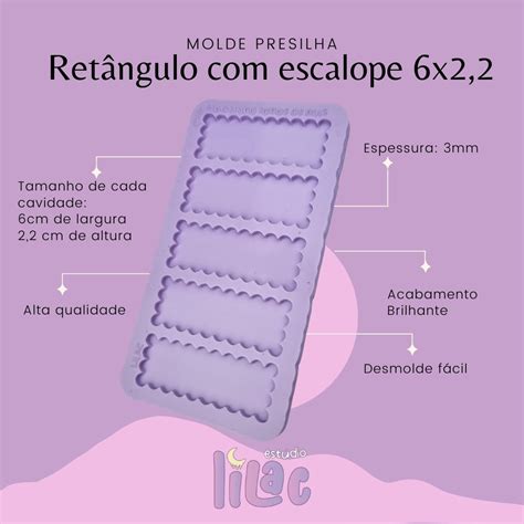 Molde De Silicone Para Resina Paleta Presilhas Ret Ngular Escalope