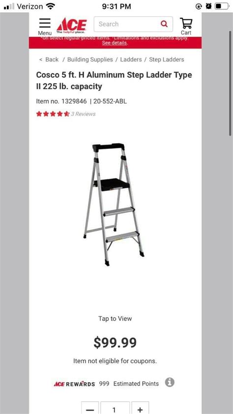 Roll Over To Zoomcosco 5 Foot H Aluminum Step Ladder Type Ii 225 Pound