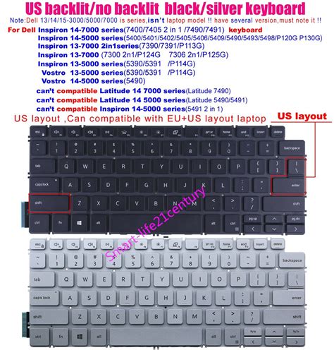 US Keyboard For Dell Inspiron 13 5390 5391 7390 7391 14 5400 5490 5498