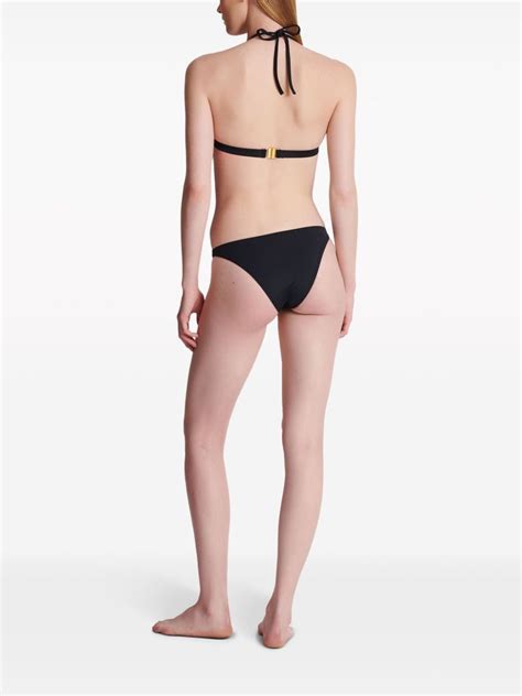 Balmain Logo Print Triangle Bikini Set Black FARFETCH