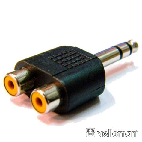 CAA35 Ficha Adaptadora Jack 6 35mm Macho St 2 Rca Fêmea VELLEMAN