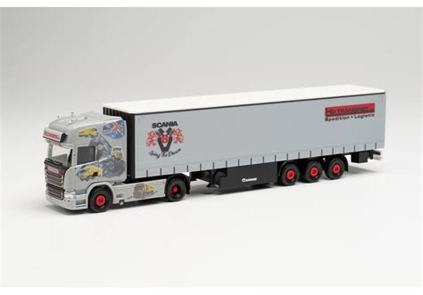 Herpa Scania R 13 TL Gardinenplanen Sattelzug HP Transped History