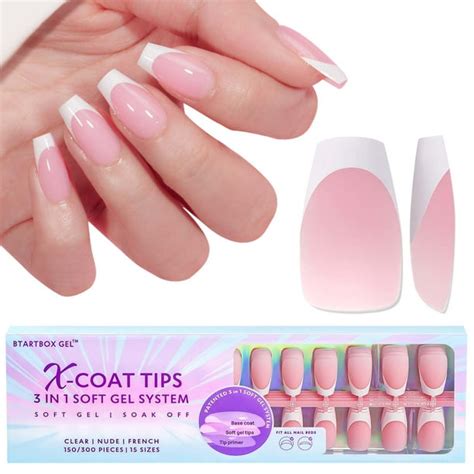 Btartbox 160pcs Short Coffin French Tip Press On Nails，pink Soft Gel Fake Nails For Nail