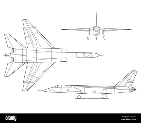 North American Aviation Inc A 5a Vigilante Jet Aircraft 3 View Stock