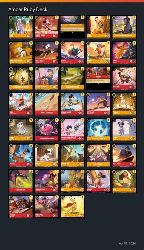 Amber Ruby Deck Lorcana Deck Disney Lorcana