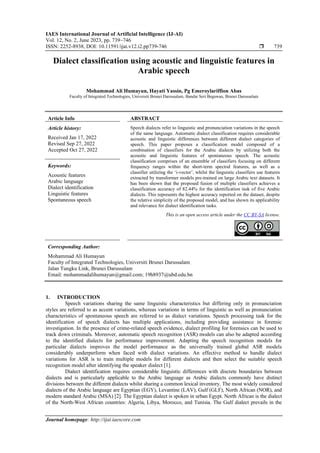 Dialect Classification Using Acoustic And Linguistic Features In Arabic