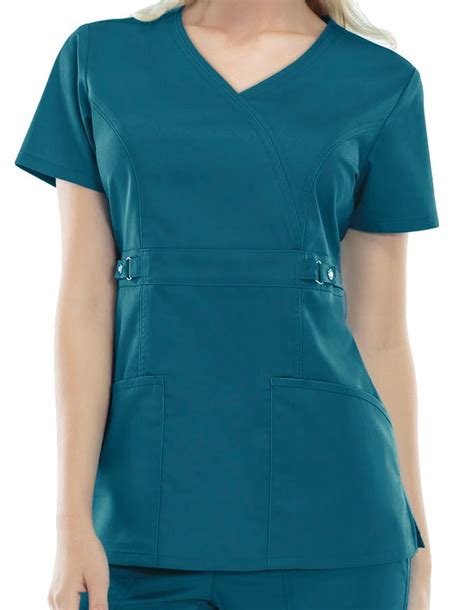 Cherokee 21701 Luxe Women Two Pocket Mock Wrap Scrub Top For 2698 Pulseuniform Medical