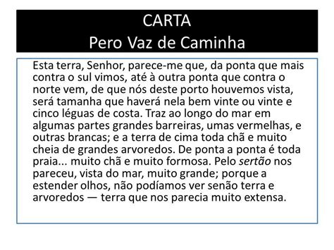 Resumo Do Texto A Carta De Pero Vaz De Caminha