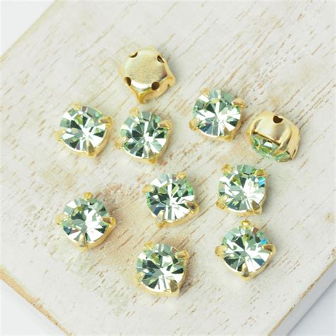 6 mm / ss29 Preciosa Chaton Montee Chrysolite in Gold-colored setting x ...