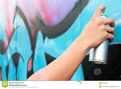 Holding Spray Paint on the Wall Graffiti Stock Photo - Image of grunge ...