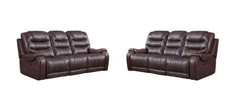 Brown Leather Air Power Reclining Sofa Loveseat Contemporary Mcferran