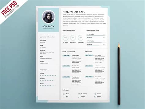 Elegant Minimalist Resume Design Psd Psdfreebies Riset