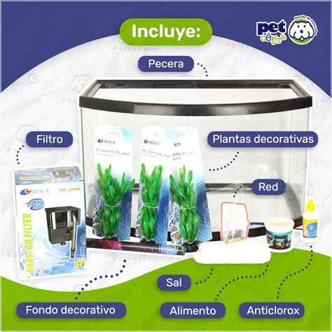 Kit Pecera Panoramica Acuario Super Equipado Litros Env O Gratis