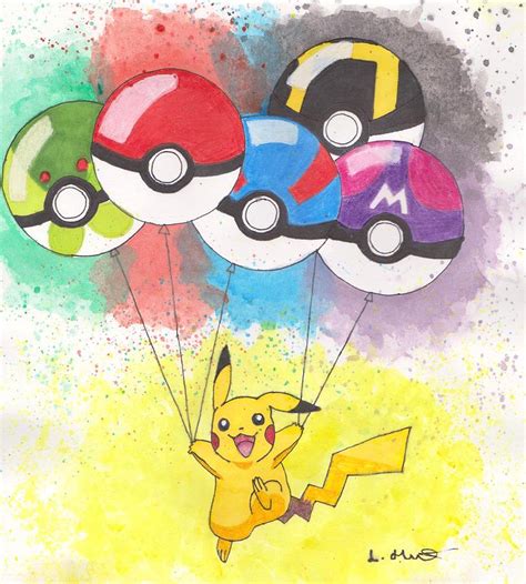 Pikachu With Pokemon Balls Drawing By Loren Hill Pixels