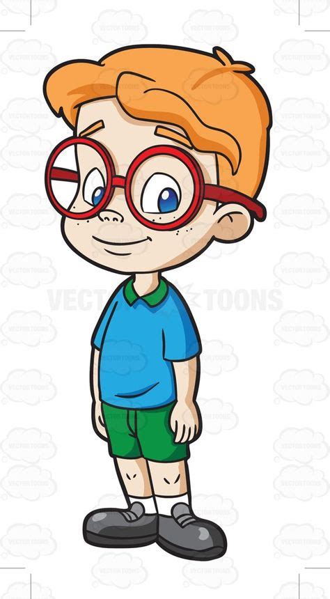 Boy Cartoon Characters With Glasses Male Kindergarten Student Looking