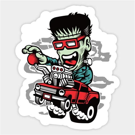 Frankenstein S Hot Rod Frankenstein Sticker TeePublic