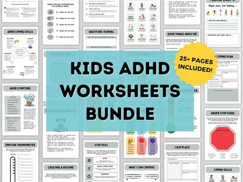 Adhd Worksheet For Kids Adhd Coping Skills For Kids Bundle Adhd