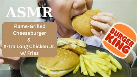 Asmr Burger King Flame Grilled Cheeseburger And X Tra Long Chicken Jr W