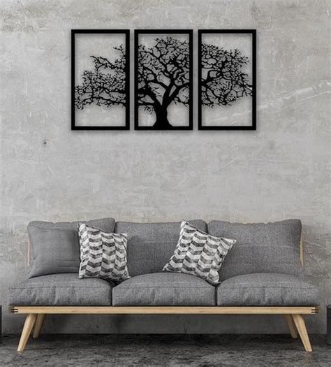 Quadros Decorativos Sala Quarto Árvore Da Vida 3 Peças 85X55 Papel E