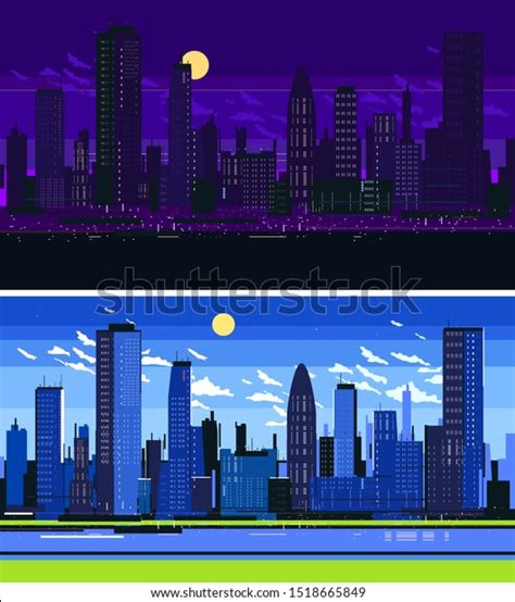 Pixel Art Game Background River Landscape Stock Vector (Royalty Free ...