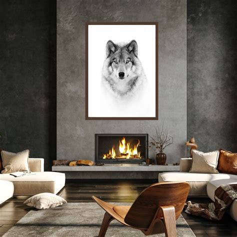 Black and White Wolf Art Print Wild Animal Wall Art Unframed - Etsy