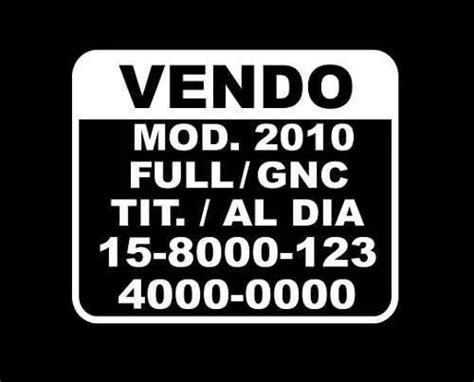 Sticker Calco Cartel Vendo Auto En Vinilo Autoadhesivo X Mercadolibre