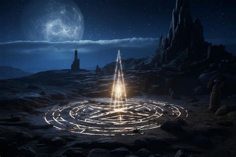 Premium AI Image | Cosmic runes illuminating a wizards path in the da ...