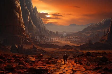 Humans On Mars Fascinating Concept Of Interplanetary Exploration Stock