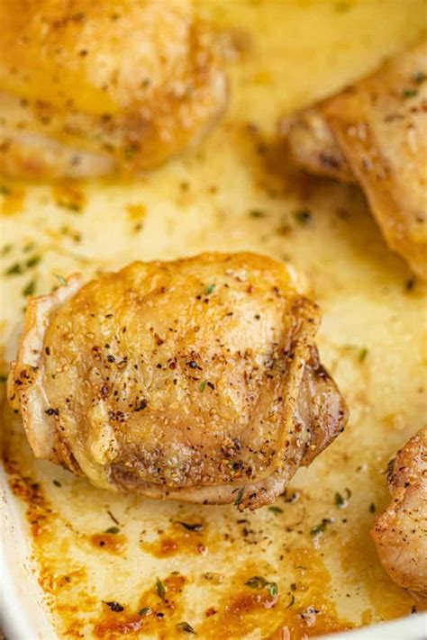 Baked Chicken Thighs Perfectly Crispy Skin Dinner Then Dessert