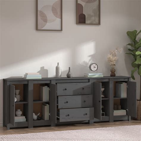 Fhe Buffets Bahuts Buffet Gris X X Cm Bois Massif De Pin