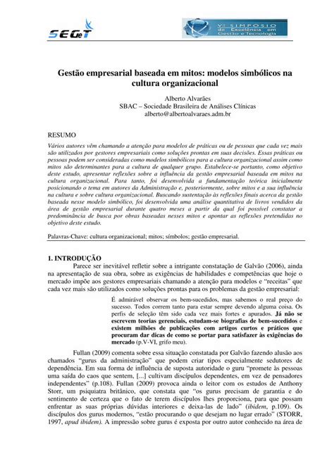 PDF Gestão empresarial baseada em mitos modelos simbólicos na na