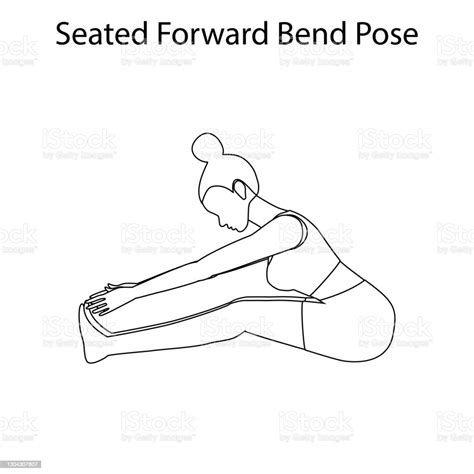 Seated Forward Bend Pose Yoga Workout Outline Stock Illustration