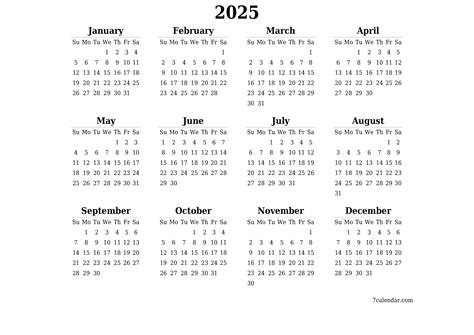 2025 calendar printable