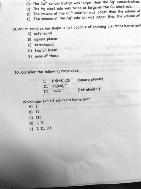 Solved The Cu Concentration Was Larger Than The Ag Concentration The