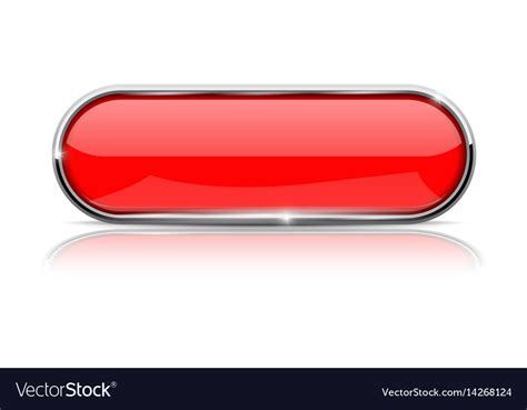 Red oval button with metal frame Royalty Free Vector Image