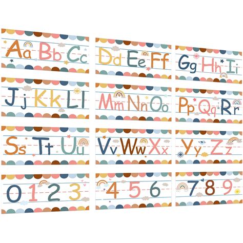 Buy Pcs Alphabet Bulletin Board Set Boho Rainbow Abc Number Line