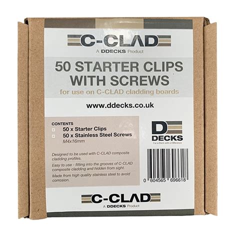 C Clad Composite Cladding Starter Clip And Screws 50pp