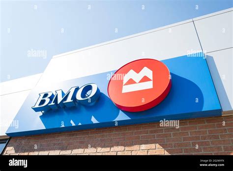 BMO logo is on a building. Bank of Montreal or BMO is a Canadian ...