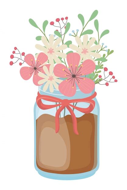 Premium Vector Flowers And Leaves Inside Vase