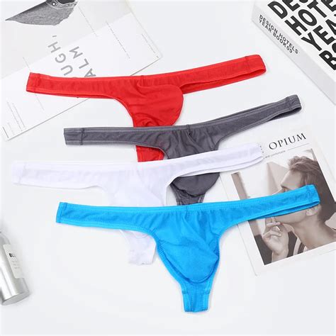 Tanga Sexy Para Hombre Suspensorio Ultrafino De Seda De Hielo Bragas Ropa Interior Bikini Parte