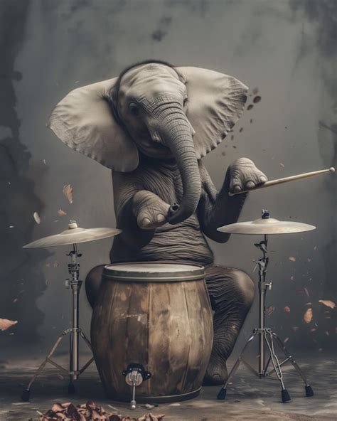 Premium Photo Ai Illustration Of An Elephant Playing Drums In The Wild