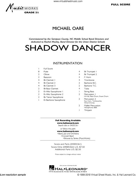 Shadow Dancer Sheet Music Complete Collection For Concert Band