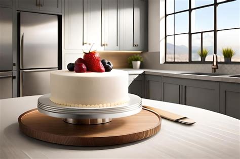 Premium Ai Image Beautiful Cake In The Kitchen Birthday Cake