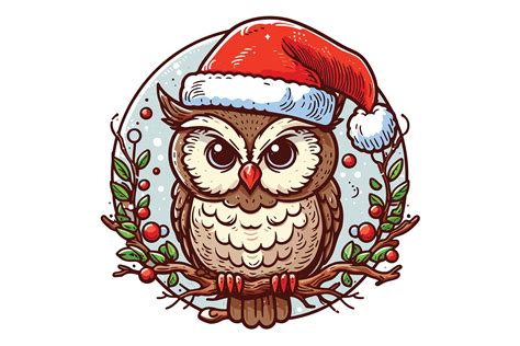 Owl Wearing Santa Hat Design Graphic By Art On Demand Creative Fabrica