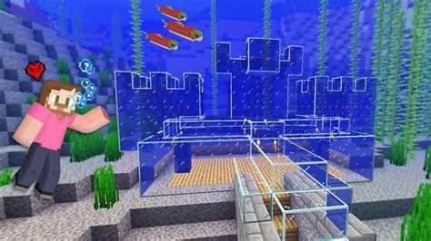 Building An Underwater Castle Out Of Glass In Minecraft Hardcore Youtube