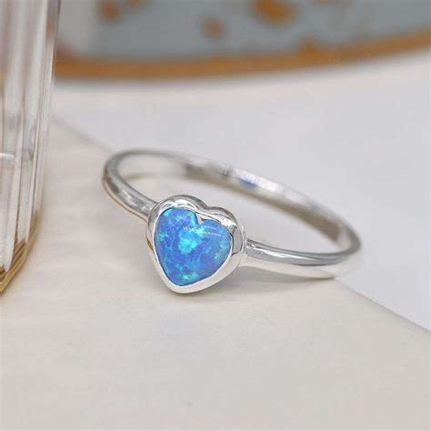 Sterling Silver Blue Opal Heart Ring The Dotty House