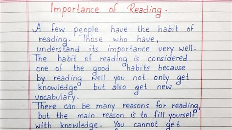 Write A Short Essay On Importance Of Reading Essay Writing English