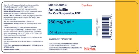 AMOXICILLIN 250MG 5ML SUSPENSION 150ML HIKMA PHARMACEUTICALS USA INC